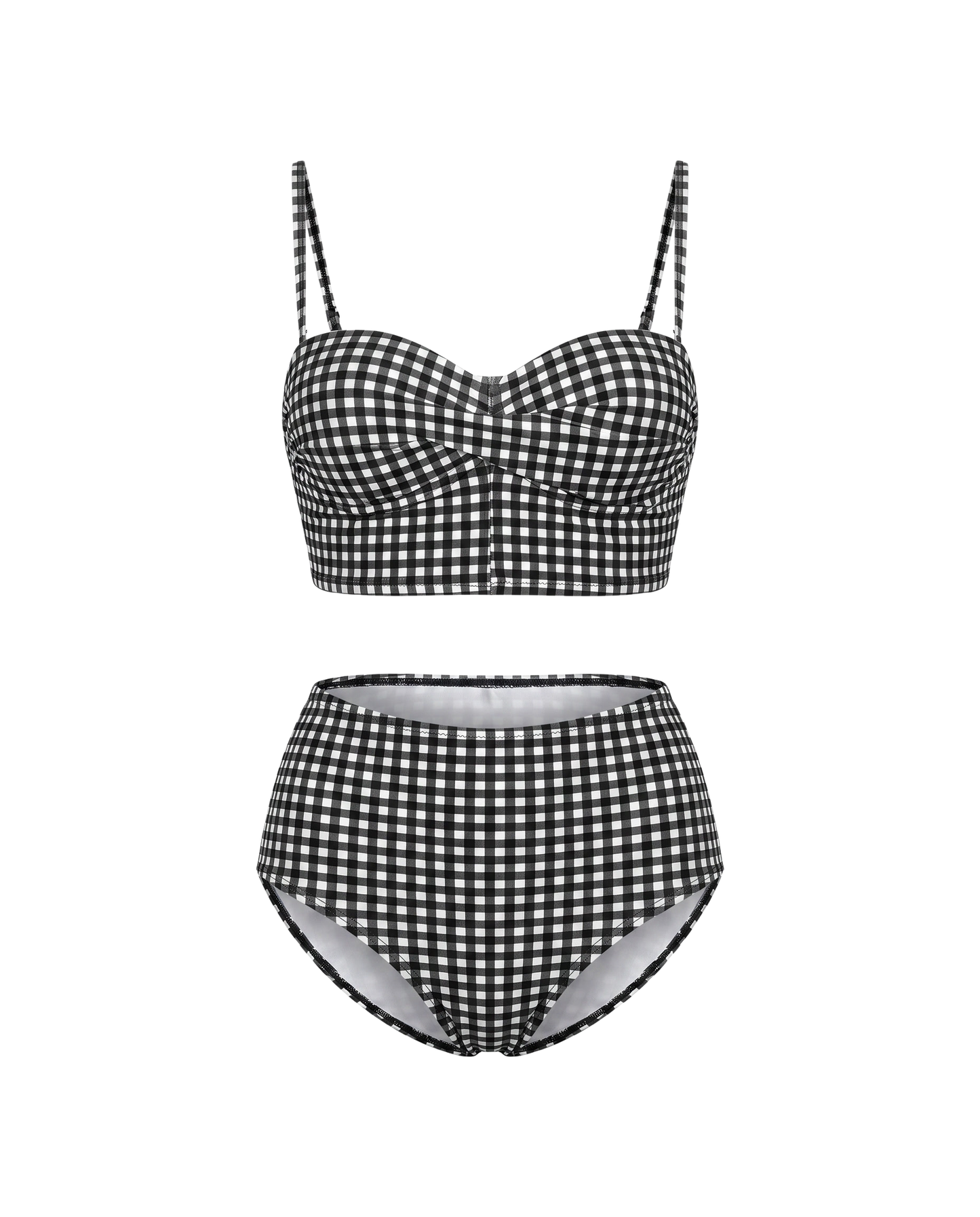 Bikini de Cuadros con Cintura Alta