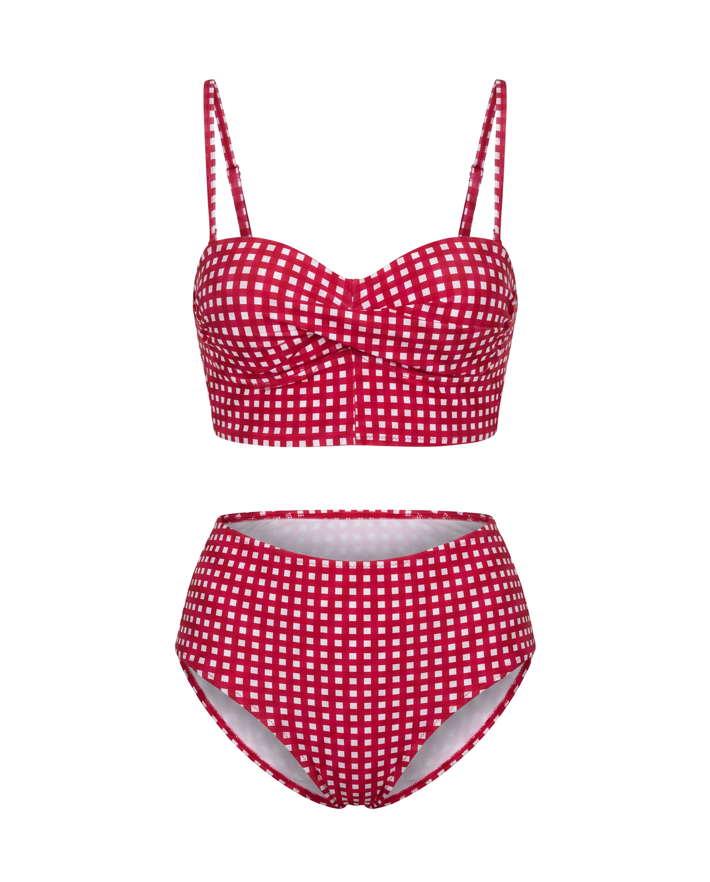 Bikini de Cuadros con Cintura Alta