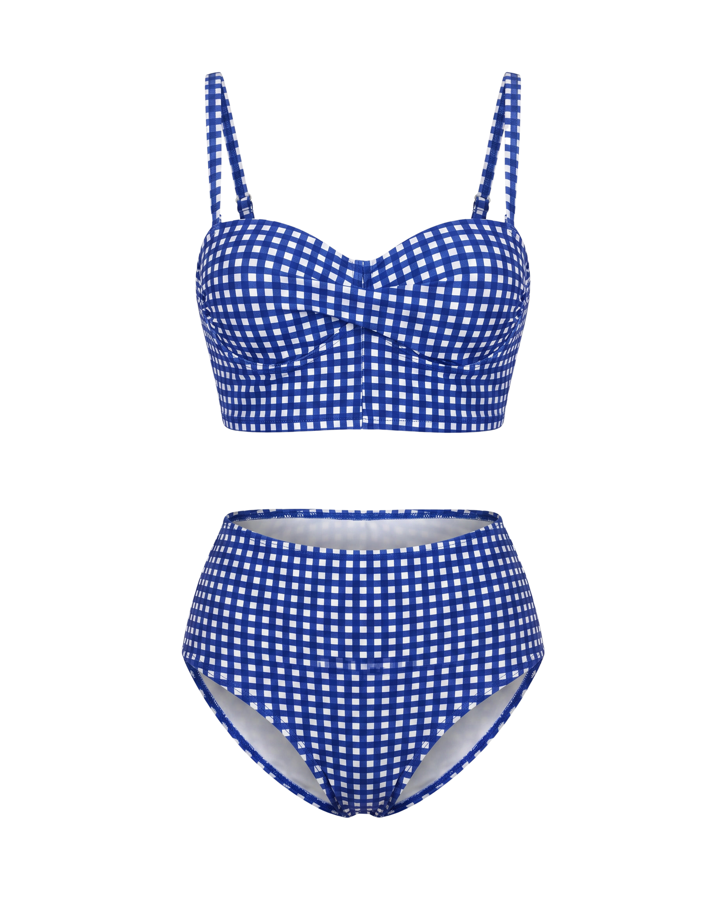 Bikini de Cuadros con Cintura Alta