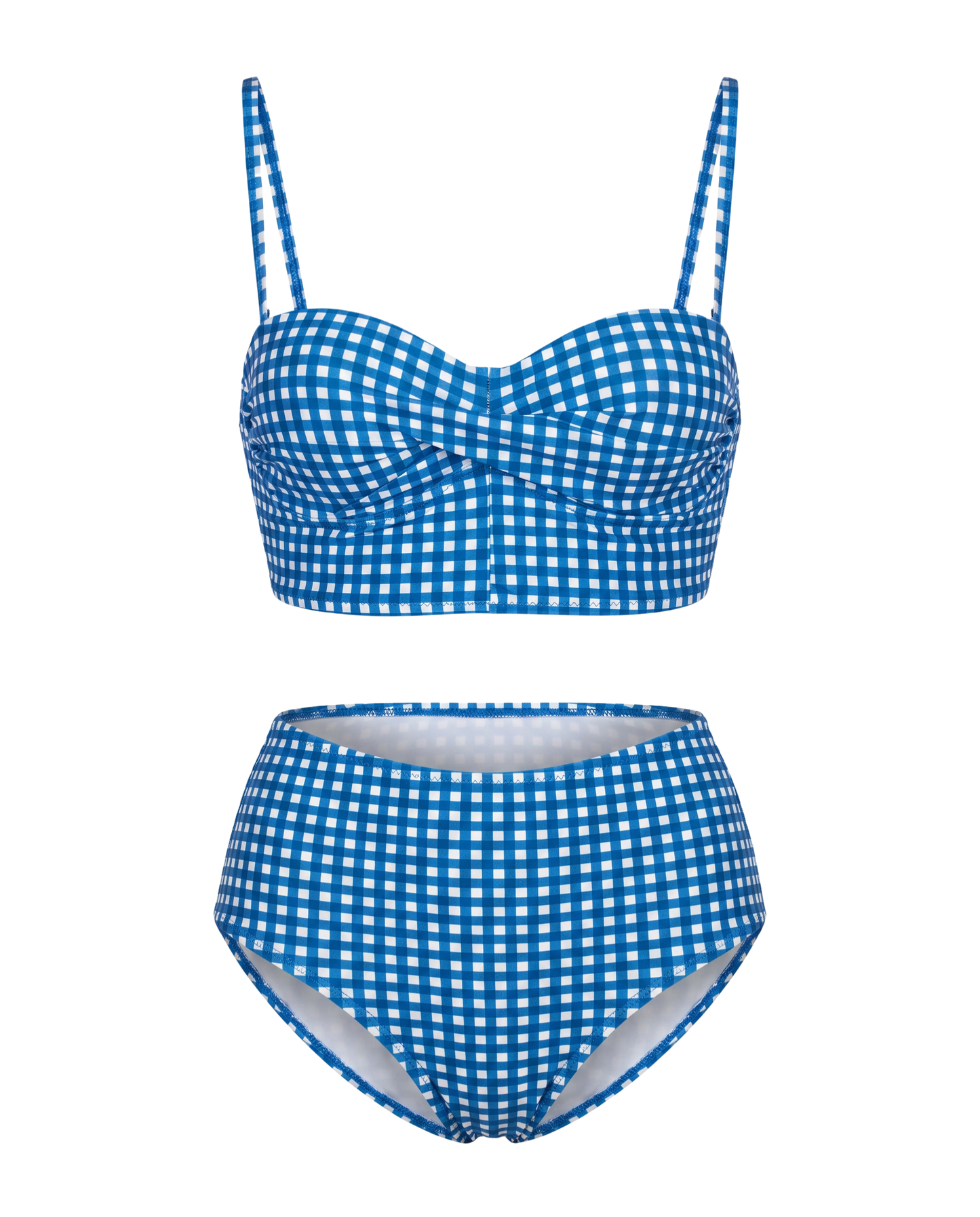 Bikini de Cuadros con Cintura Alta