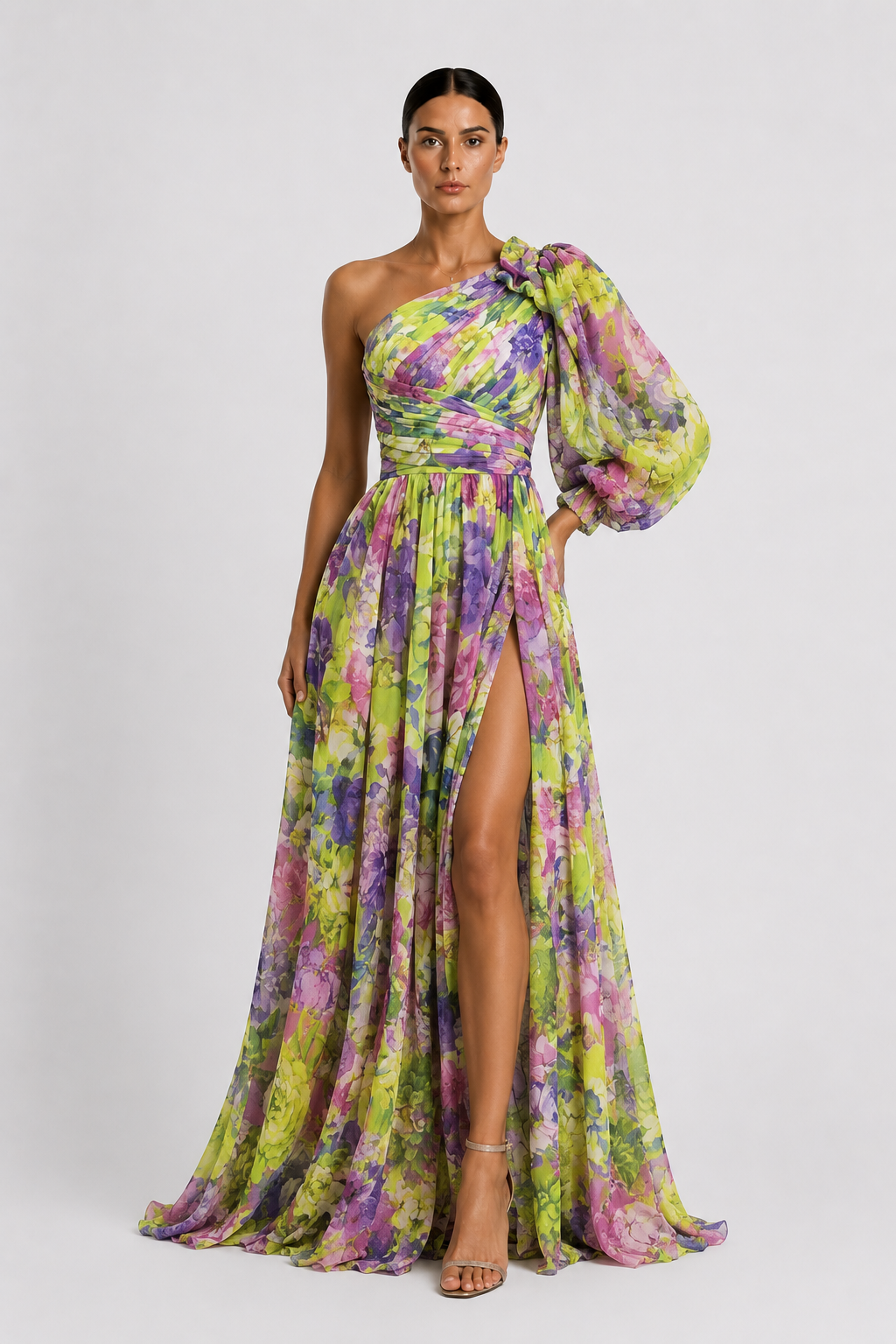 VALENTINA | VESTIDO ASIMÉTRICO FLORAL DE PRESENCIA ELEGANTE