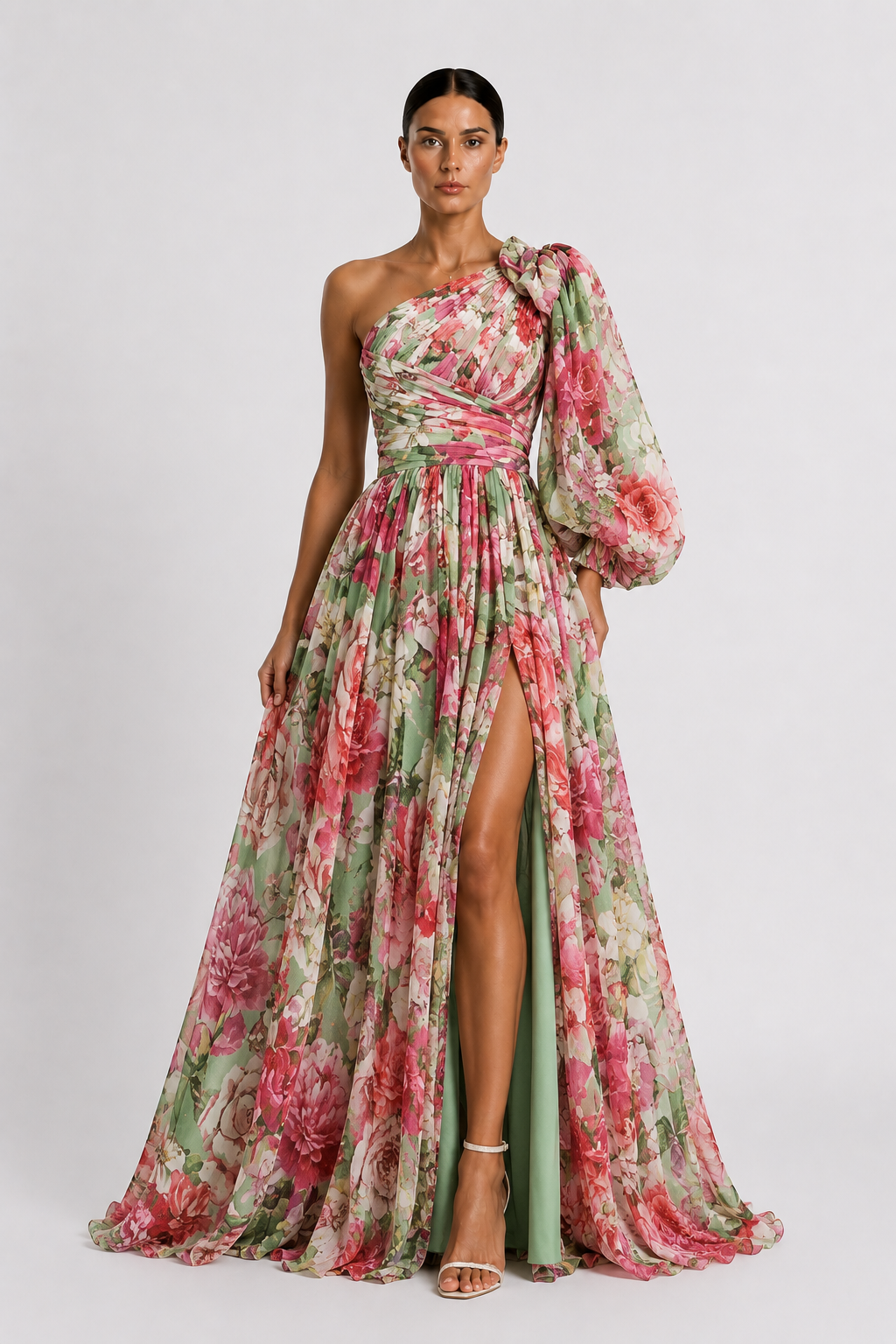 VALENTINA | VESTIDO ASIMÉTRICO FLORAL DE PRESENCIA ELEGANTE