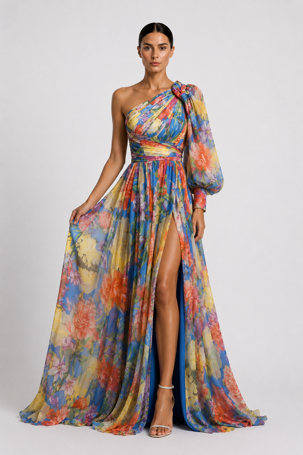VALENTINA | VESTIDO ASIMÉTRICO FLORAL DE PRESENCIA ELEGANTE