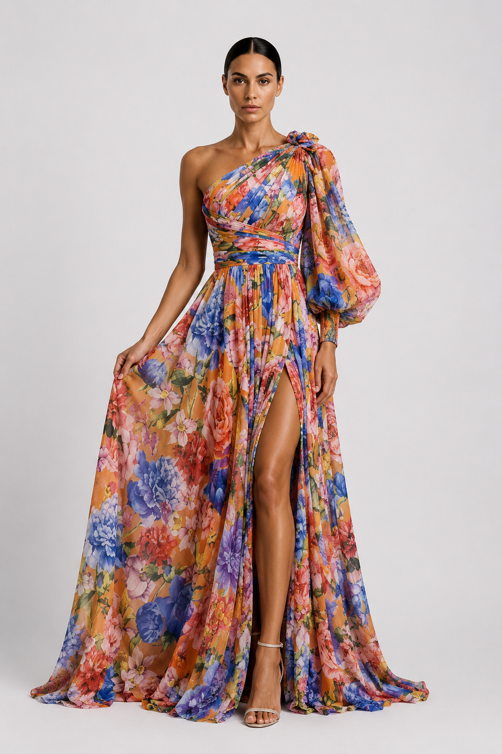 VALENTINA | VESTIDO ASIMÉTRICO FLORAL DE PRESENCIA ELEGANTE